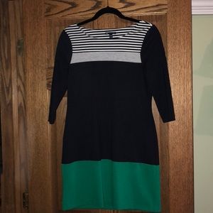 Small color blocking dress (navy blue, green)